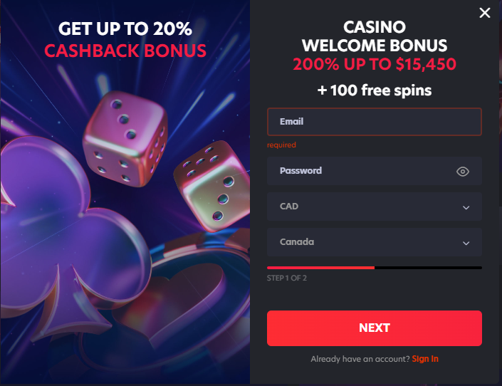 1Red Casino Register